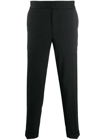 Shop Filippa K Terry Cropped Slim-fit Trousers In Black