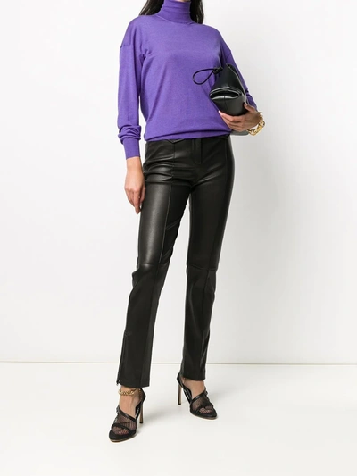 Shop Tom Ford Leather Skinny-leg Jeans In Brown