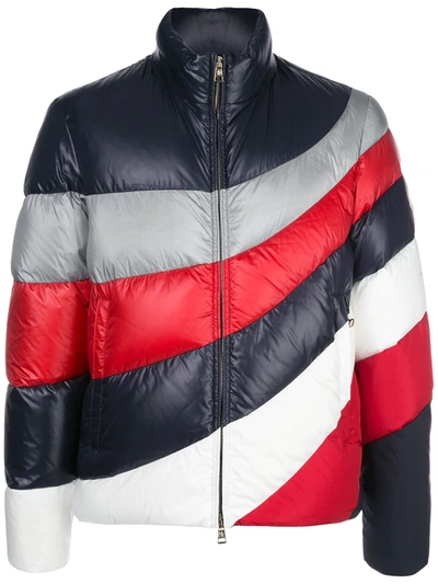 Shop Moncler Padded Colour Blocked Jacket In Blue