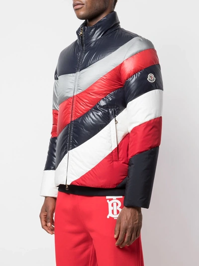Shop Moncler Padded Colour Blocked Jacket In Blue