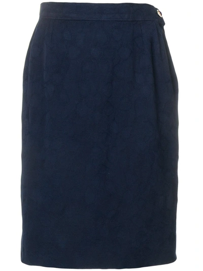 Pre-owned Saint Laurent 1980's Straight Fit Skirt In Blue