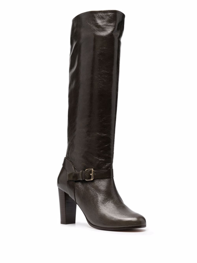 Shop Tila March 90mm Patent Leather Knee-high Boots In Green