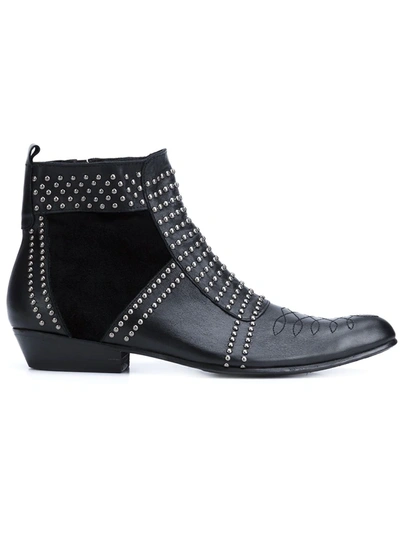 Shop Anine Bing Charlie Stud-embellished Leather Boots In Black