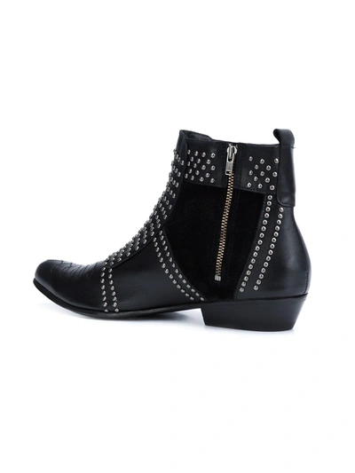 Shop Anine Bing Charlie Stud-embellished Leather Boots In Black