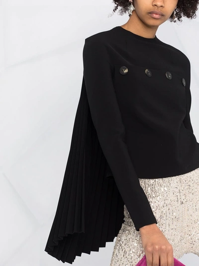 Shop A.w.a.k.e. Pleated Long-sleeved Blouse In Black