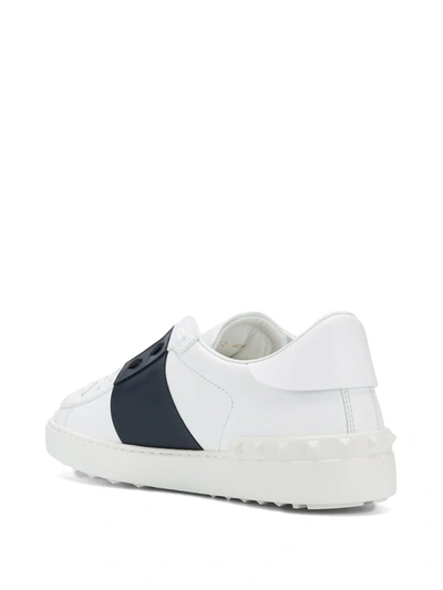 Shop Valentino Open Leather Sneakers In White