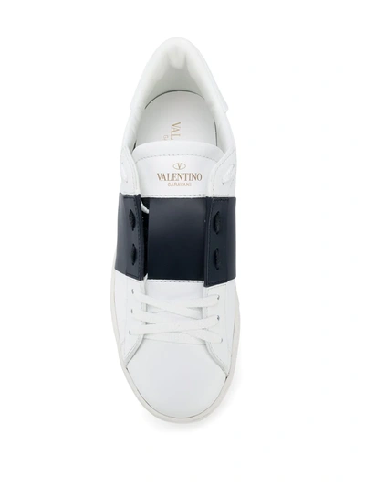 Shop Valentino Open Leather Sneakers In White