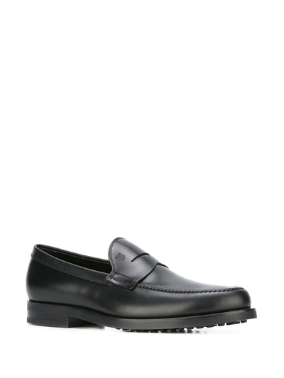 Tod's Smooth Leather Moccasin Loafers With Subtle Stitching In Black