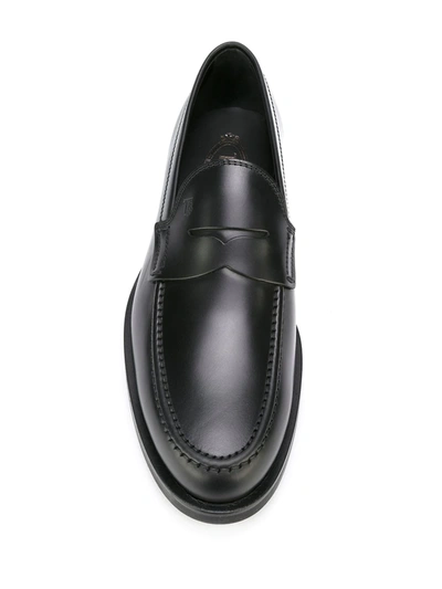 Tod's Smooth Leather Moccasin Loafers With Subtle Stitching In Black