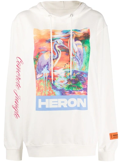 Shop Heron Preston Crane Print Hoodie In White