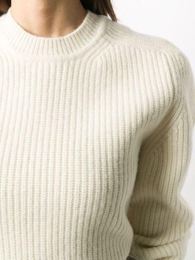 Shop Isabel Marant Ribbed Knit Cashmere-wool Jumper In White