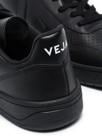 Shop Veja V-10 Leather Sneakers In Black