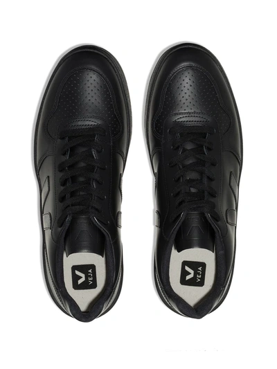 Shop Veja V-10 Leather Sneakers In Black