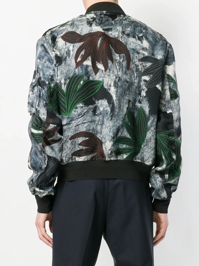 Shop Oamc Painterly Floral Bomber Jacket In Black