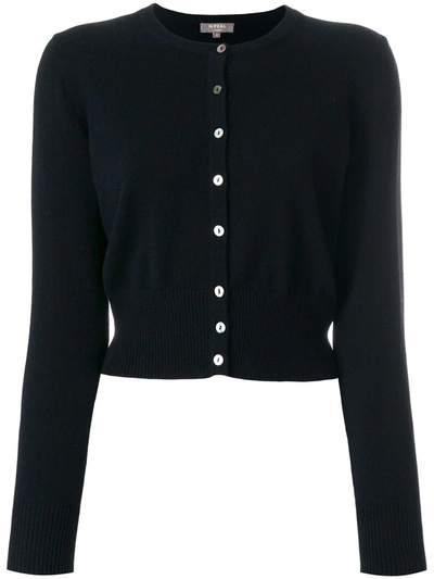 Shop N•peal Cropped Contrast Button Cardigan In Black