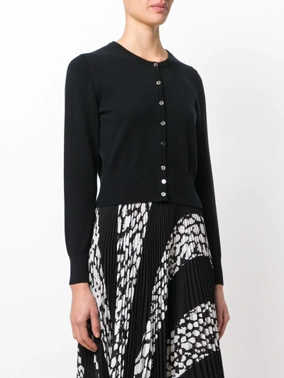Shop N•peal Cropped Contrast Button Cardigan In Black
