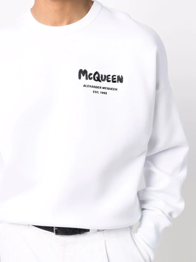 Alexander Mcqueen Felpa Con Ricamo Logo Graffiti In White