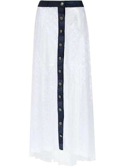 Shop Amir Slama Long Lace Skirt In White