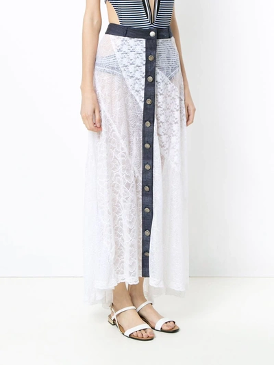 Amir Slama Long Lace Skirt In White