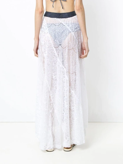 Shop Amir Slama Long Lace Skirt In White