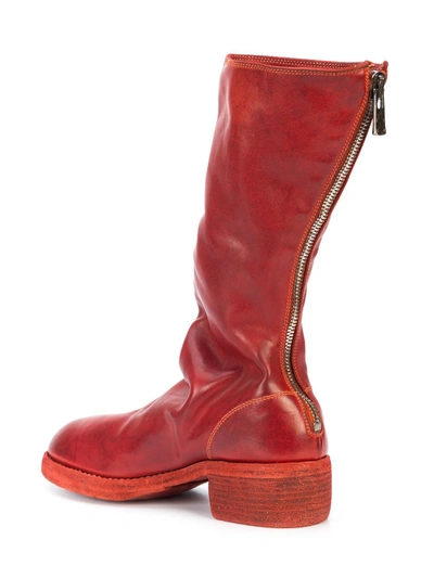 Shop Guidi Rear-zipped Boots In Red