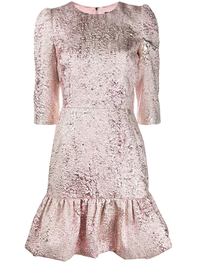 Shop Dolce & Gabbana Lamé Jacquard Short Dress In Pink