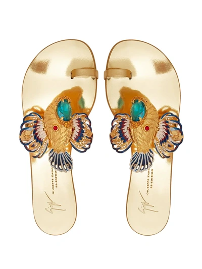 Shop Giuseppe Zanotti Spipiott Embellished Metallic Sandals In 黄色