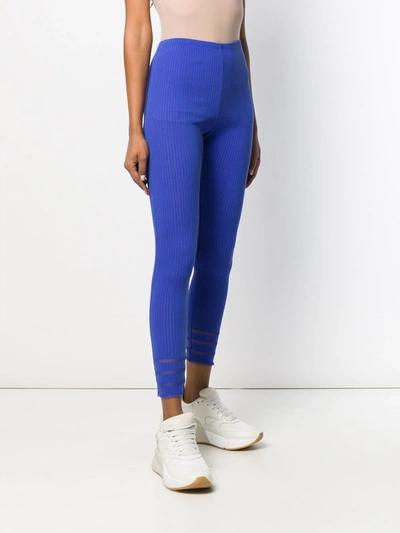 Pre-owned Issey Miyake 2000's Ribbed Leggings In Blue