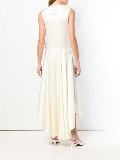 Shop Fendi Asymmetric Bias Cut Dress In Neutrals