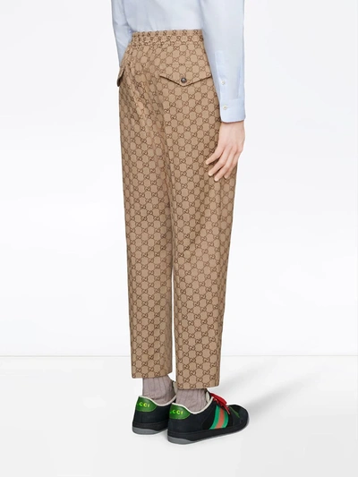 Shop Gucci Gg Print Drawstring Trousers In Neutrals