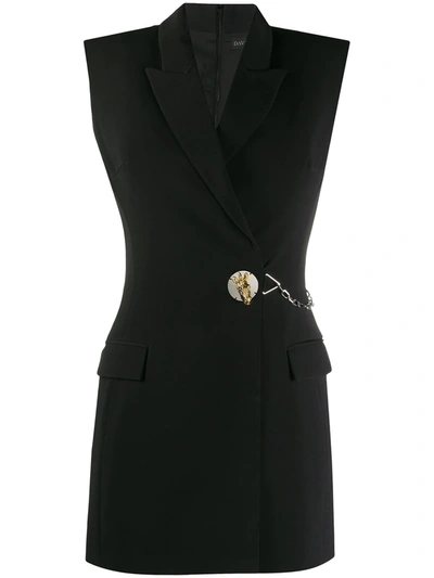 Shop David Koma Button-embellished Blazer Dress In Black