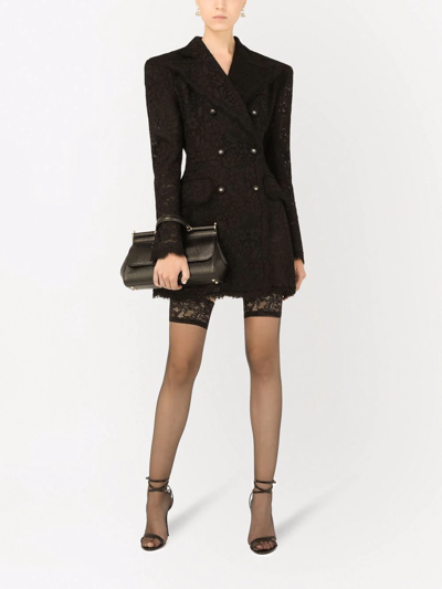 Dolce & Gabbana Double-breasted Cordonetto Lace Jacket In Schwarz