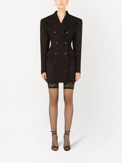 Dolce & Gabbana Double-breasted Cordonetto Lace Jacket In Schwarz