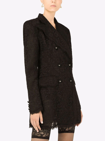 Dolce & Gabbana Double-breasted Cordonetto Lace Jacket In Schwarz