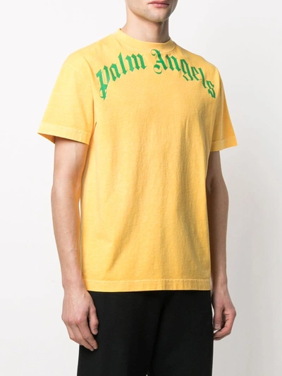 Shop Palm Angels Logo Print T-shirt In Yellow