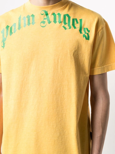 Shop Palm Angels Logo Print T-shirt In Yellow