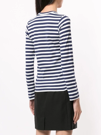 Shop Comme Des Garçons Play Striped-print Branded Top In Blue