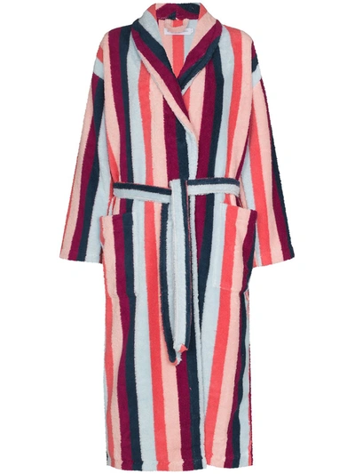 Shop Desmond & Dempsey Medina Vertical-stripe Towel Robe In Pink