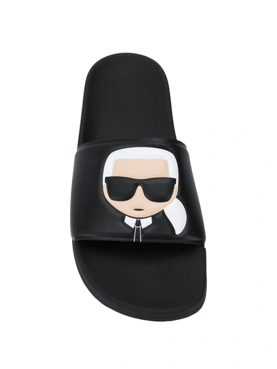 Shop Karl Lagerfeld Logo Slides In Black