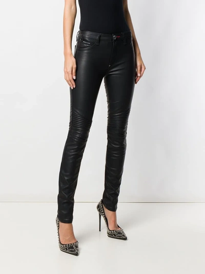 Shop Philipp Plein Faux Leather Skinny Trousers In Black