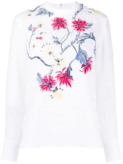 Shop Chloé Floral Embroidered Blouse In White