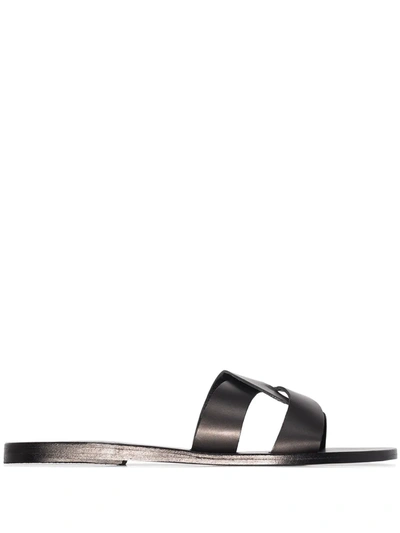 Shop Ancient Greek Sandals Desmos Crossover Leather Sandals In Black