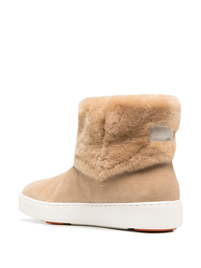 Shop Santoni Shearling Ankle Boots In Neutrals