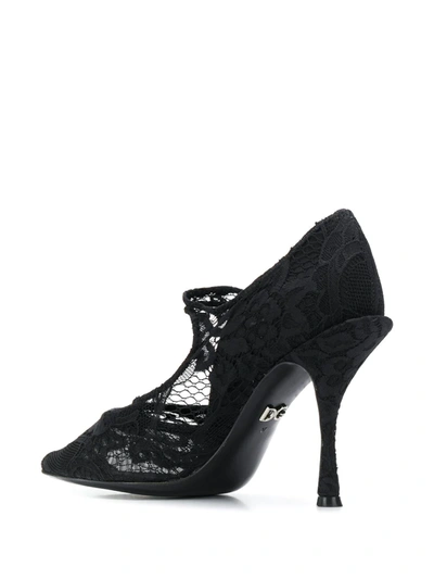 Shop Dolce & Gabbana Mary Jane Lace Pumps In Black