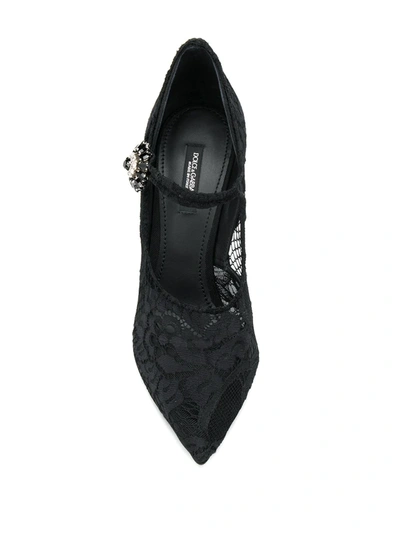 Shop Dolce & Gabbana Mary Jane Lace Pumps In Black