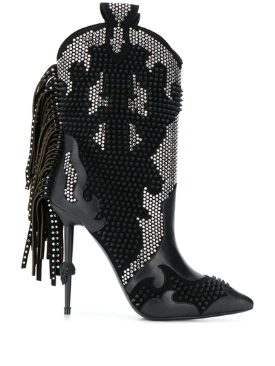 Shop Philipp Plein Embellished Cowboy Boots In Black