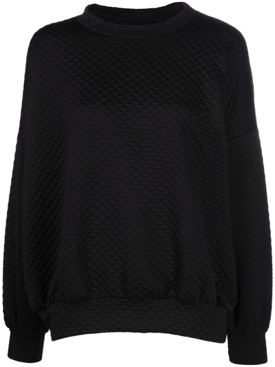 Shop Styland Quilted Crew-neck Sweatshirt In Schwarz