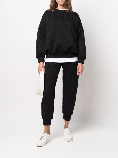 Shop Styland Quilted Crew-neck Sweatshirt In Schwarz