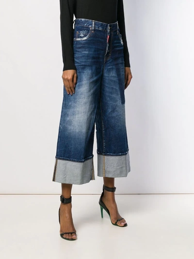 Shop Dsquared2 Wide Leg Panelled Jeans In Blue