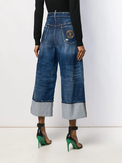 Shop Dsquared2 Wide Leg Panelled Jeans In Blue